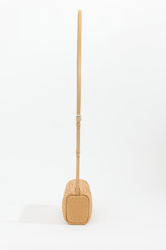 VEDA Woven Leather Crossbody Bag - Sand