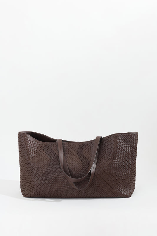 LATA handwoven nappa leather tote bag in Espresso by Narii
