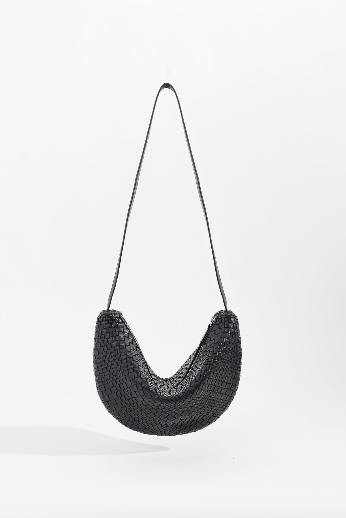 SORA handwoven nappa leather shoulder bag in Black by Narii