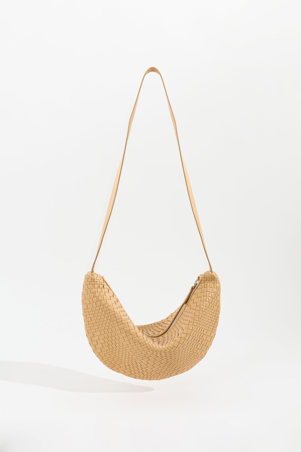 SORA handwoven nappa leather shoulder bag in Sand by Narii