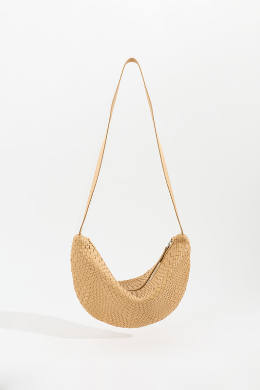 SORA handwoven nappa leather shoulder bag in Sand by Narii