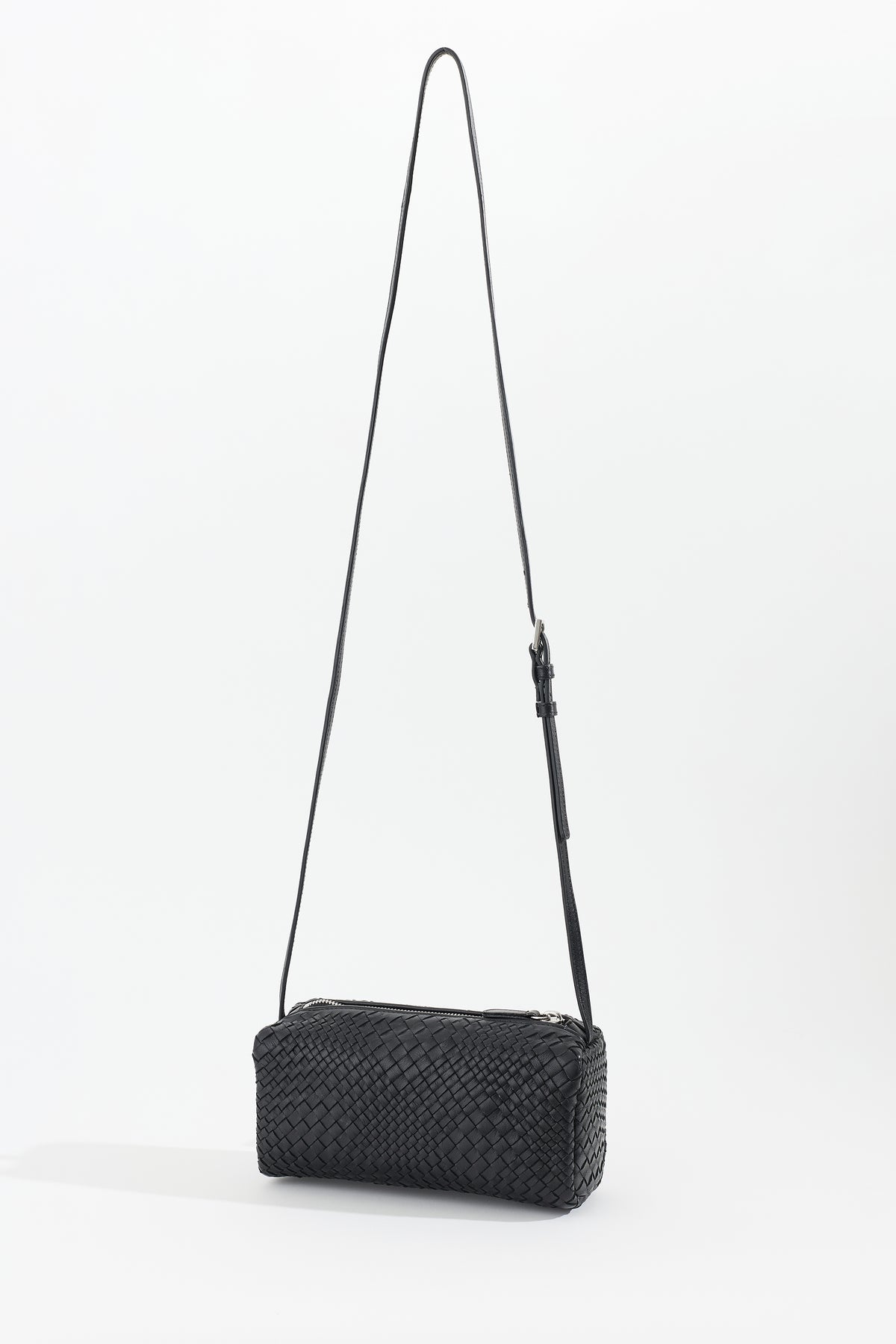 VEDA Woven Leather Crossbody Bag - Black