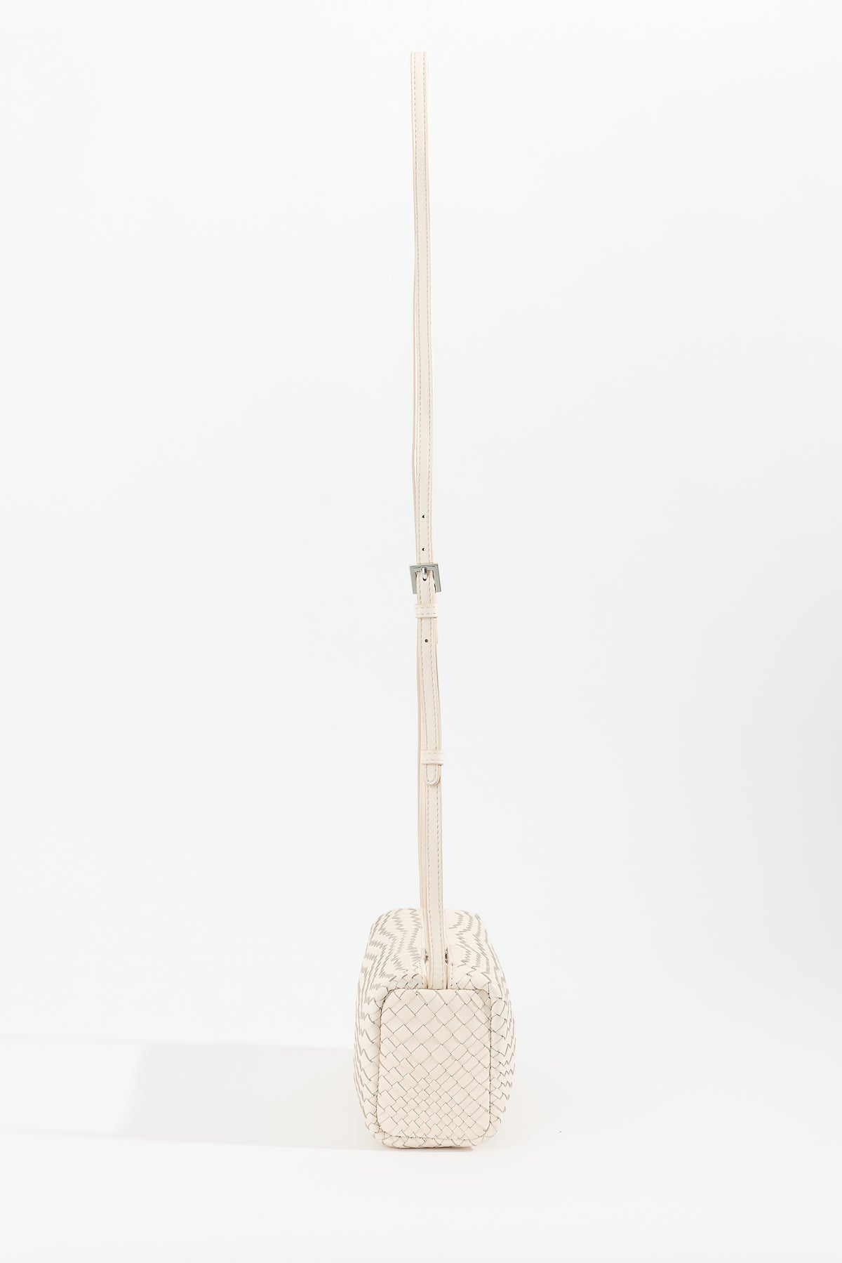 VEDA Woven Leather Crossbody Bag - Chalk