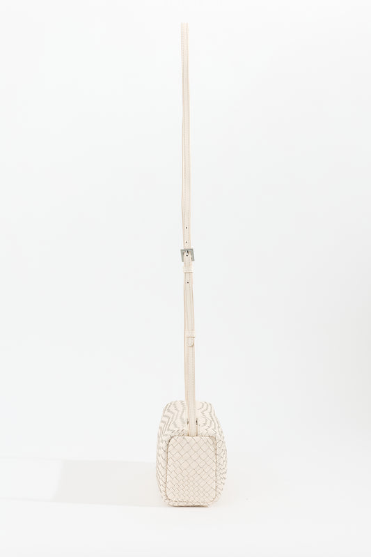 VEDA Woven Leather Crossbody Bag - Chalk