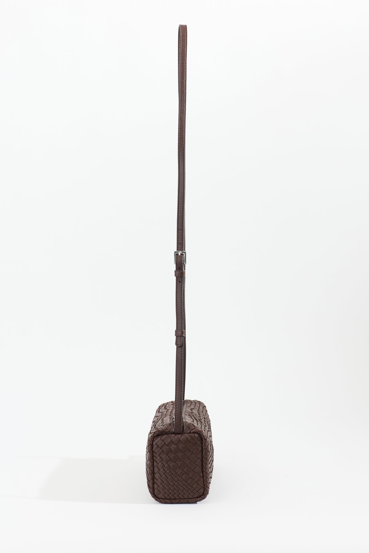 VEDA Woven Leather Crossbody Bag - Espresso