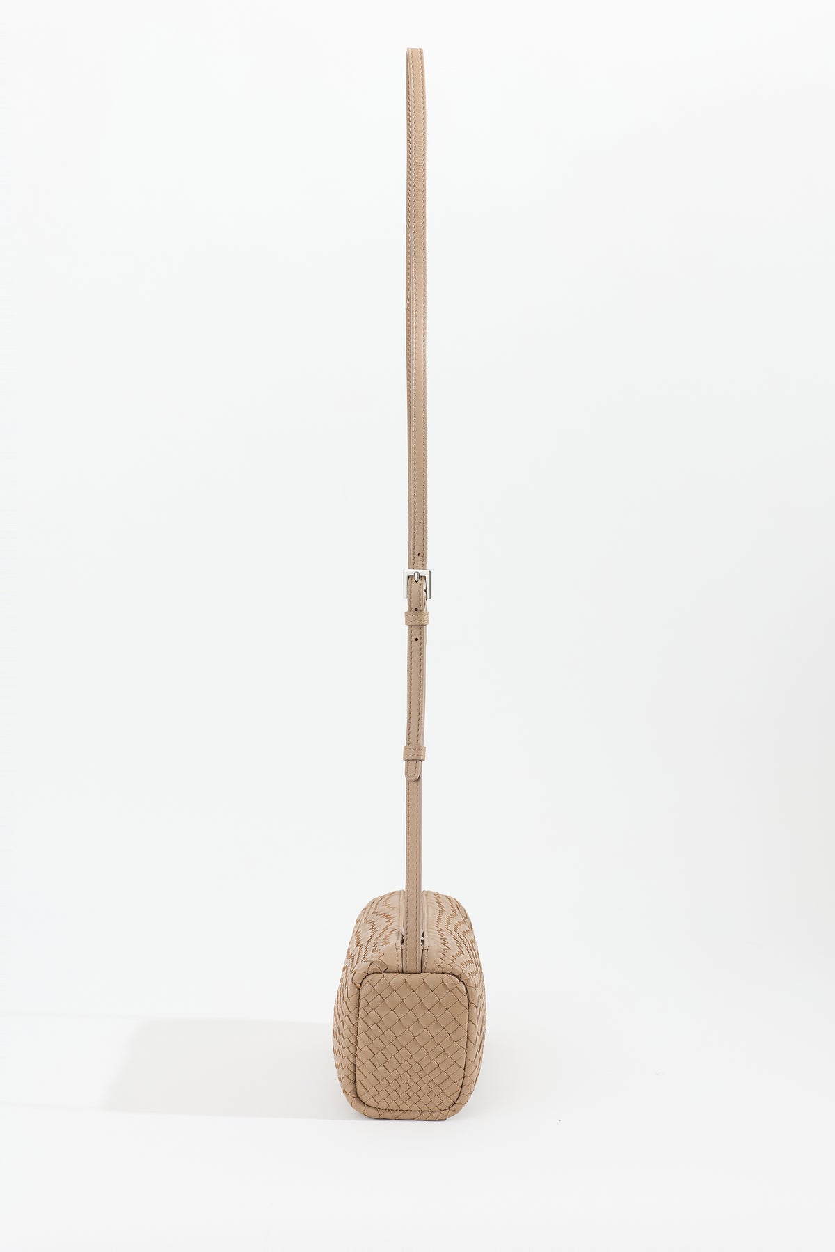 VEDA Woven Leather Crossbody Bag - Taupe